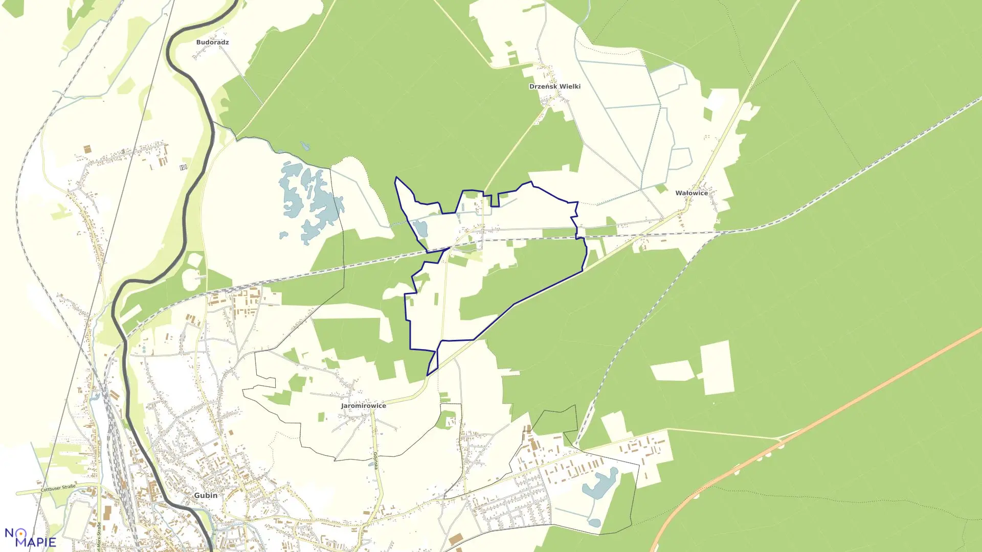 Mapa obrębu Drzeńsk Mały w gminie Gubin