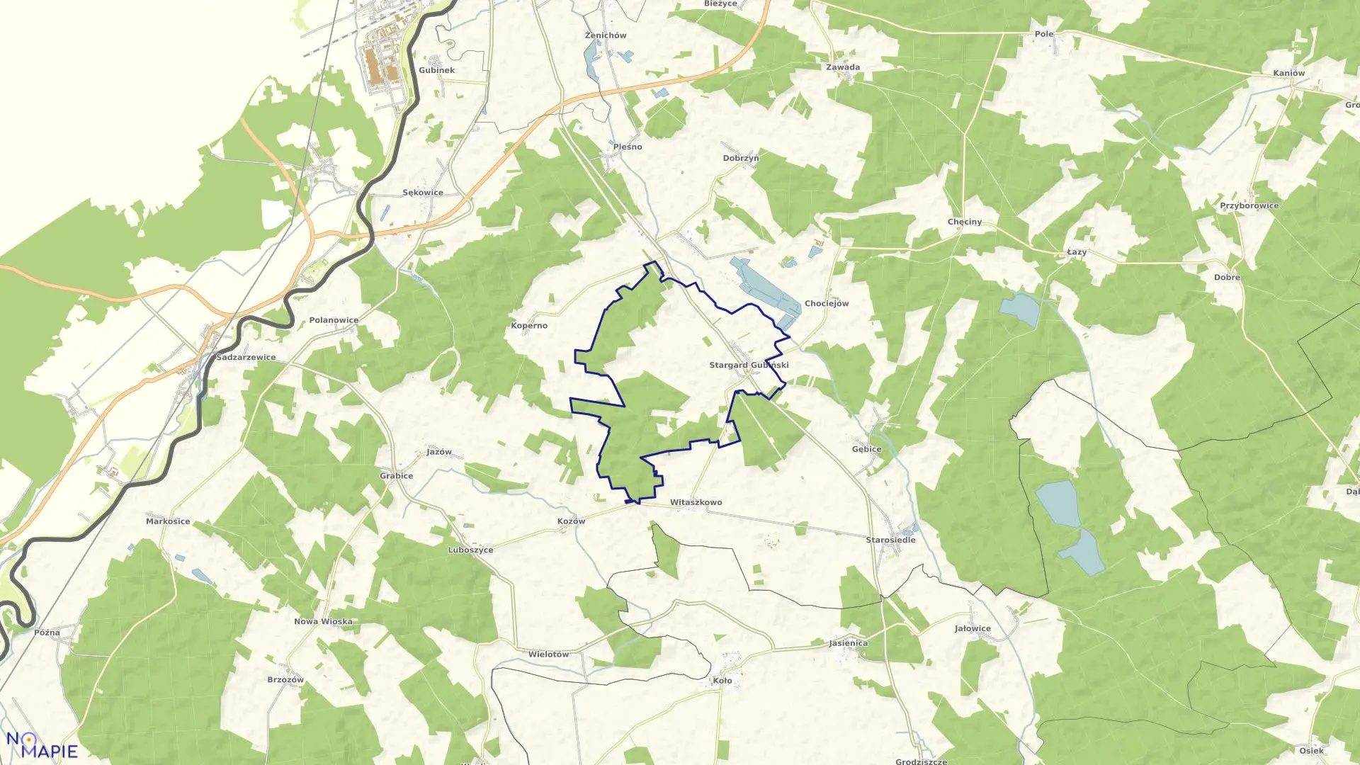 Mapa obrębu Stargard Gubiński w gminie Gubin